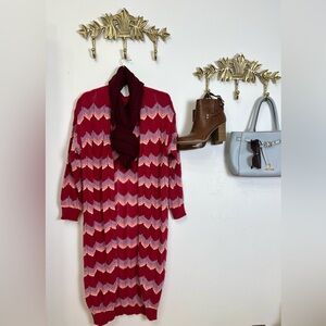 Chevron pattern knit long sweater XL ptp 23”
